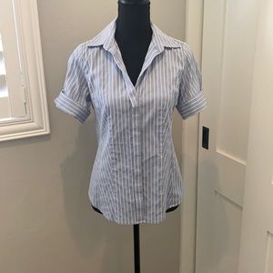 French blue/white stripe button down shirt